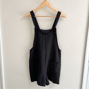 Shein Black Lightweight Textured Shorts Overalls or Romper w/ Pockets Small
